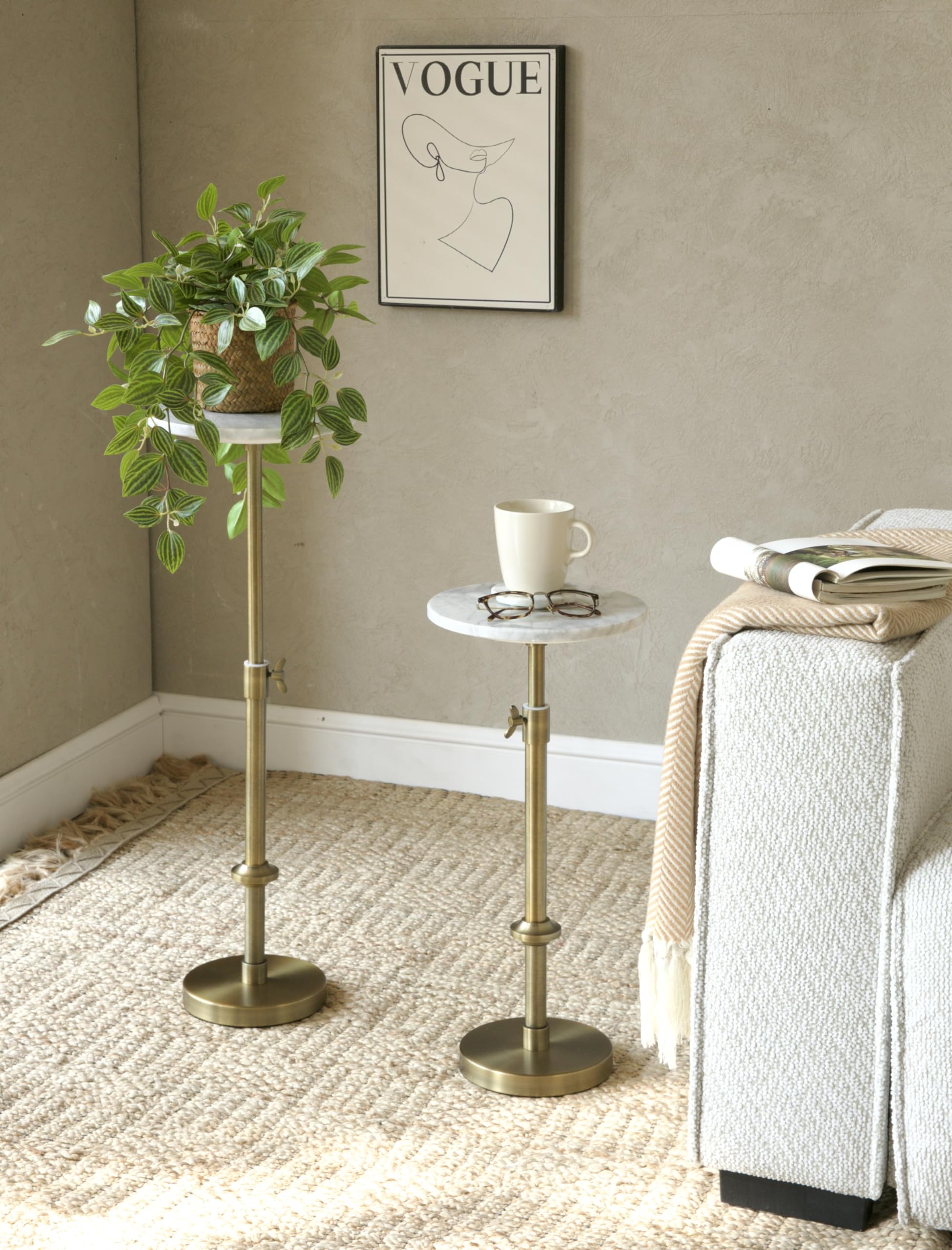 Goodinough adjustable-height marble drink table coasters protect surfaces while entertaining.