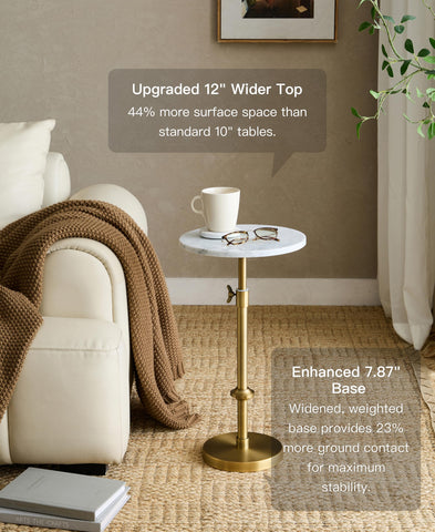 Goodinough antique brass pedestal highlighting vintage flair and sturdy support.