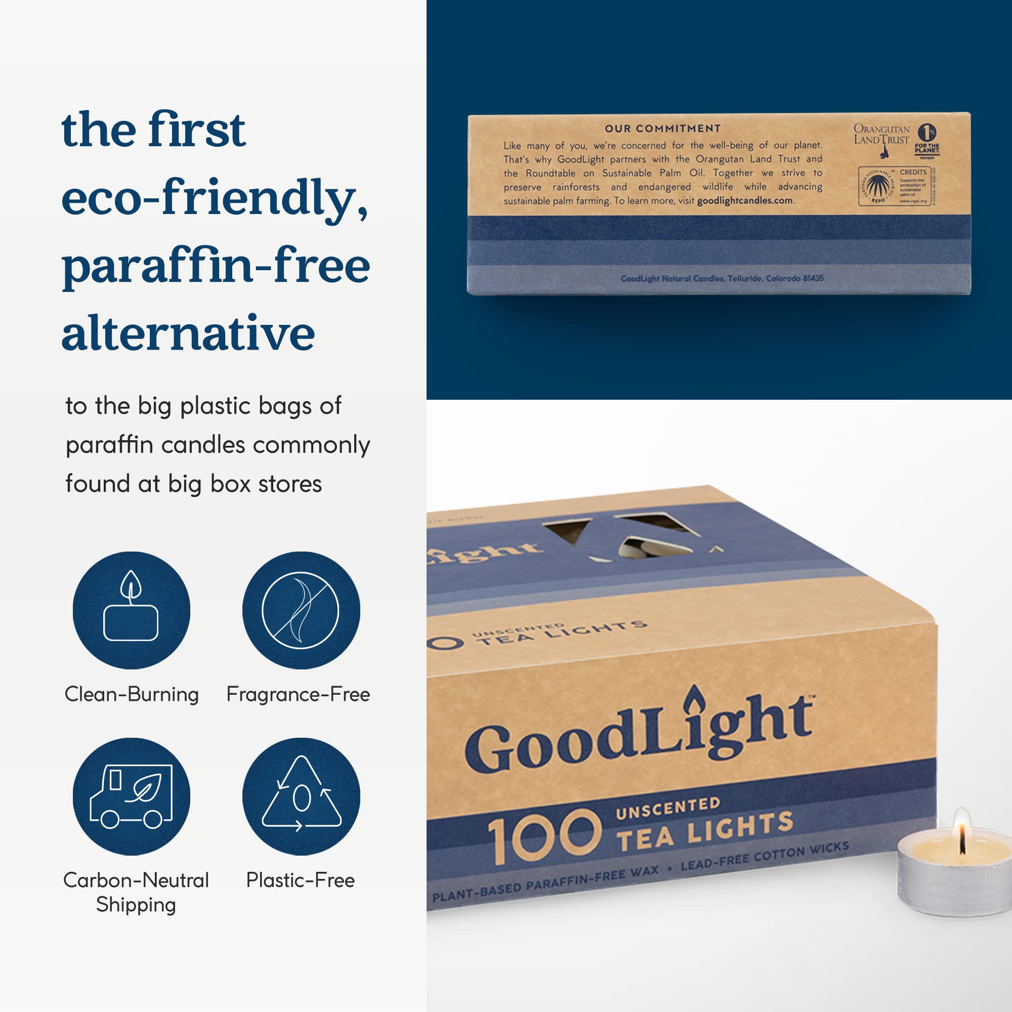 GoodLight 4-hour burn tea light provides long-lasting warmth.