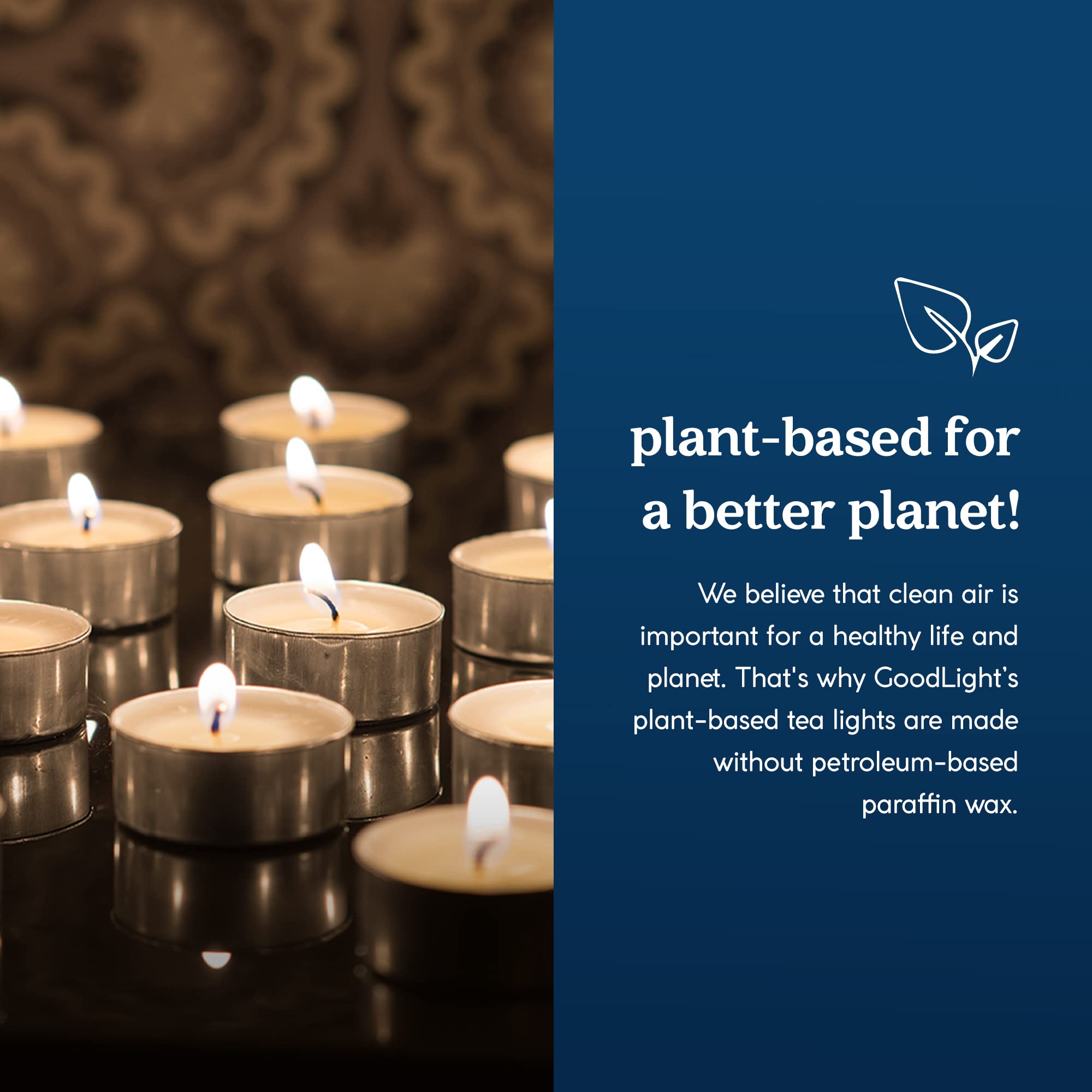 GoodLight plastic-free packaging tea light with recyclable aluminum cup.
