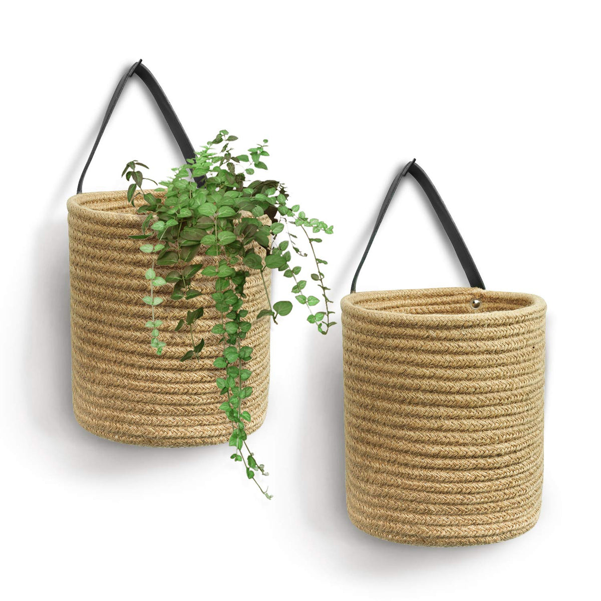 Goodpick 2pack jute hanging basket with fern wall art adds natural charm to any room.