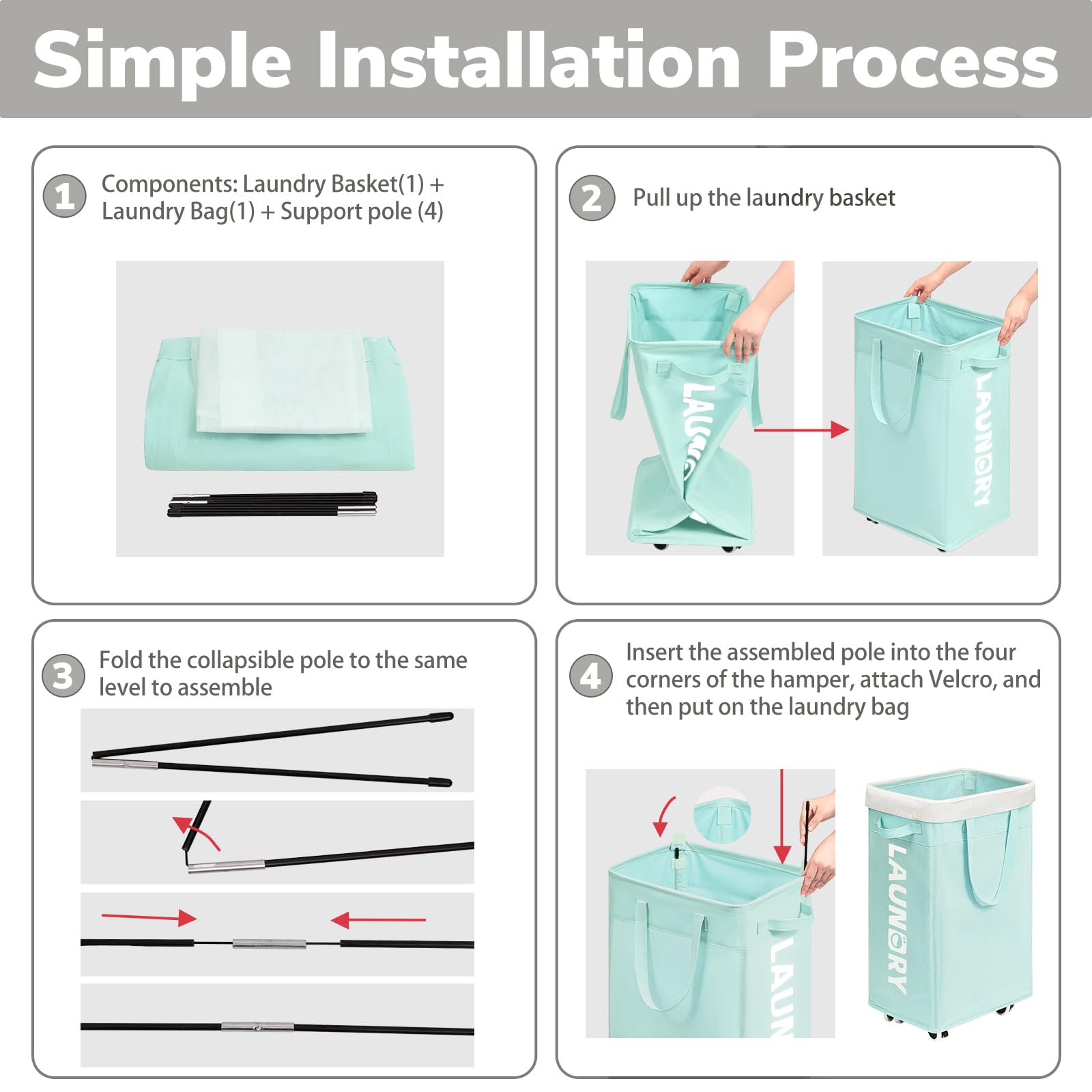 Goodpick 75L collapsible hamper provides ample laundry capacity.