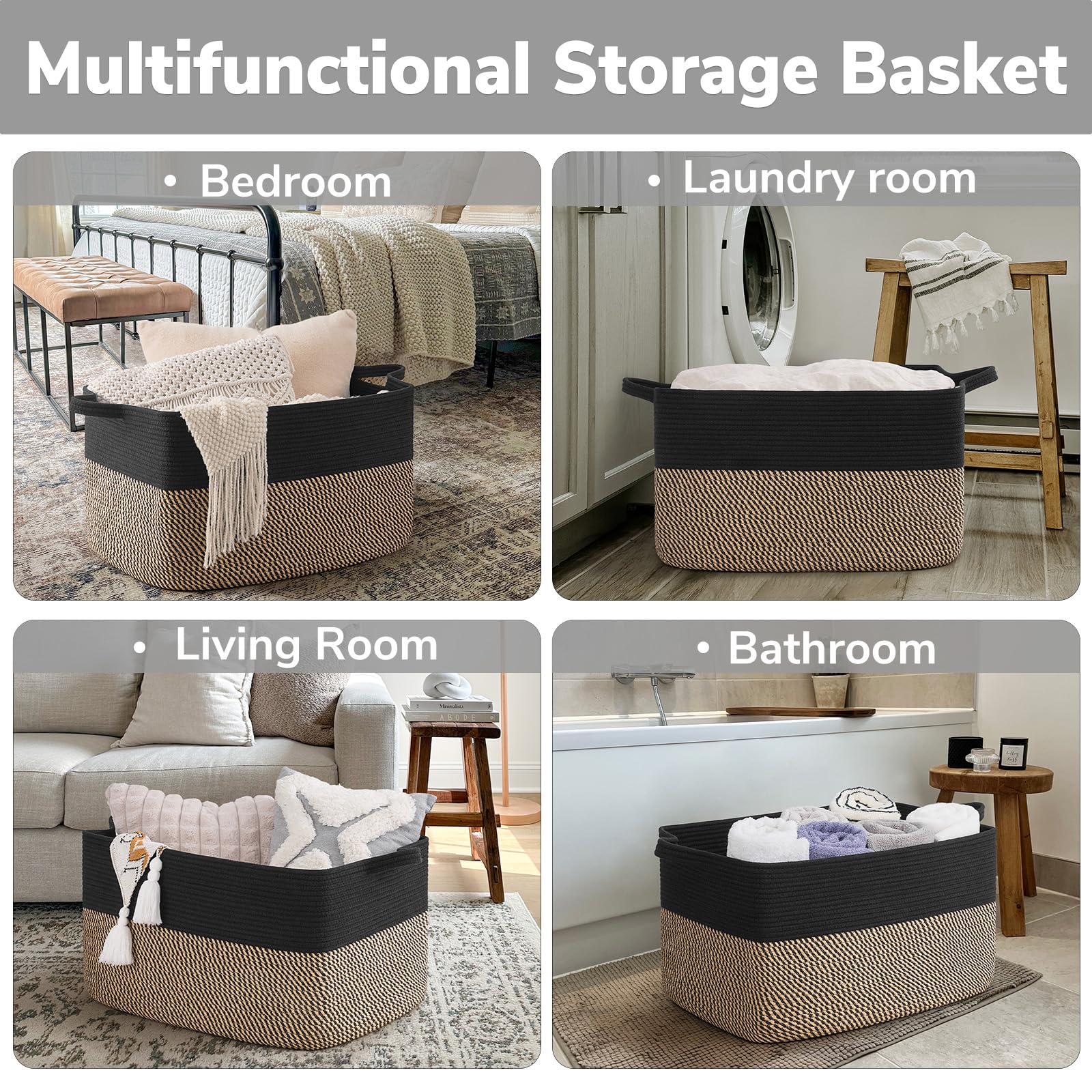 Goodpick cotton rope basket is machine washable for quick care.