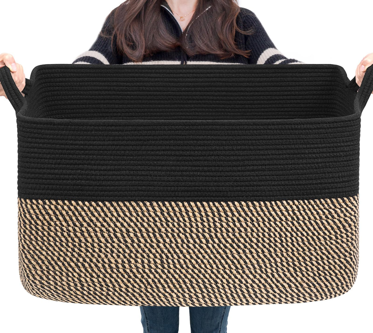 Goodpick blanket basket with woven texture provides stylish storage for any room.