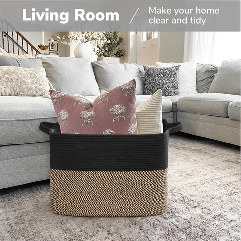 Goodpick cotton rope basket stands up on its own for tidy shelves.