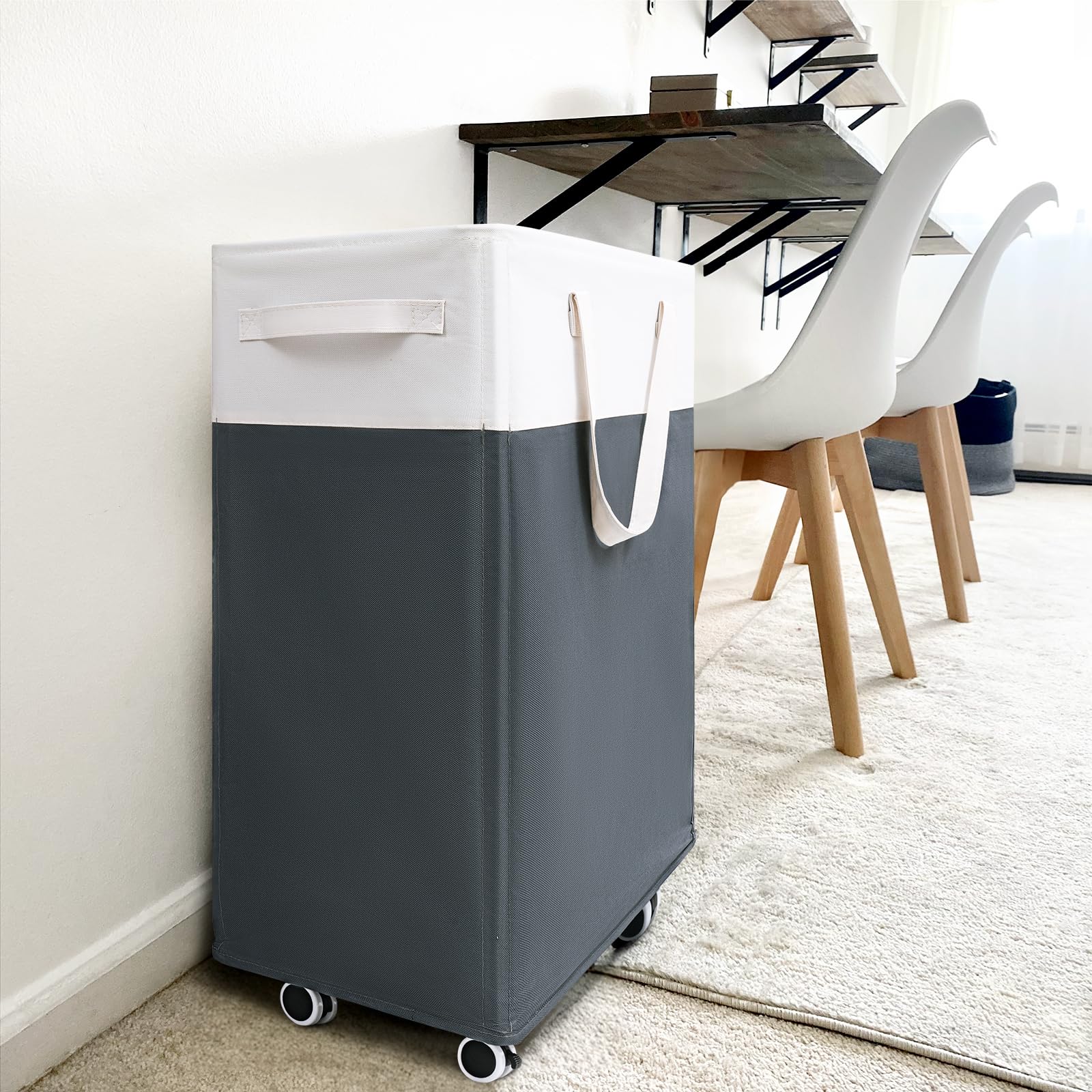 Goodpick grey and white dorm-ready design blends with small spaces