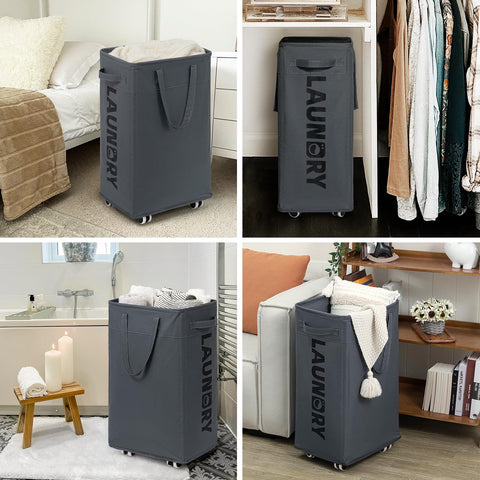 Goodpick hamper 75L capacity suits large laundry loads.