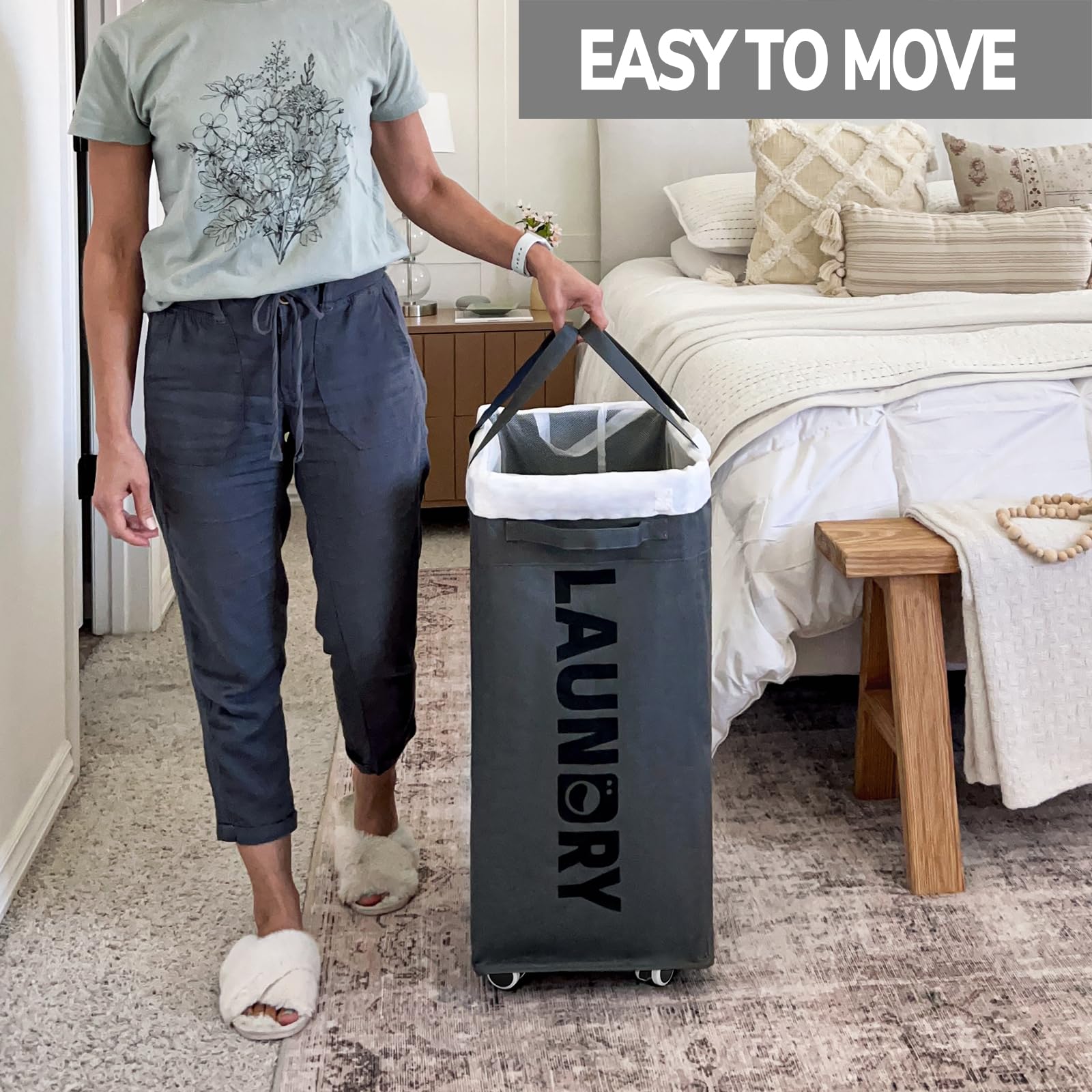 Goodpick hamper top frame provides upright stability when loading.