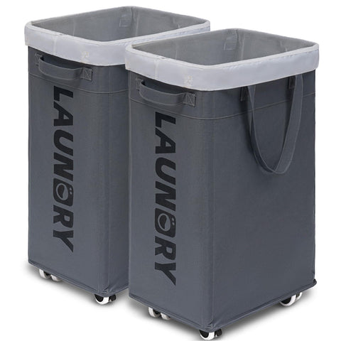 Goodpick hamper with wheels two-pack overview for easy dorm laundry.