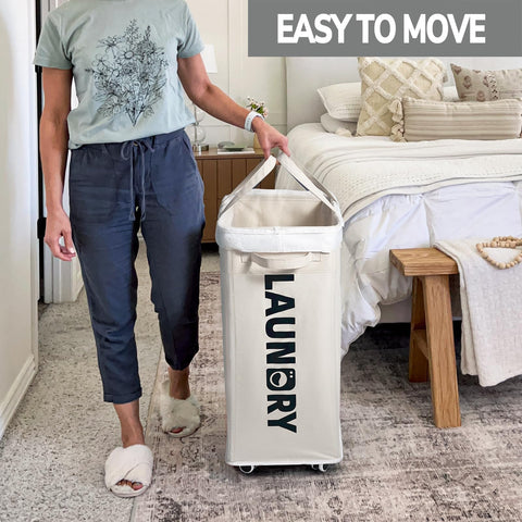 Goodpick large 75L capacity laundry hamper ready for clothes and towels.
