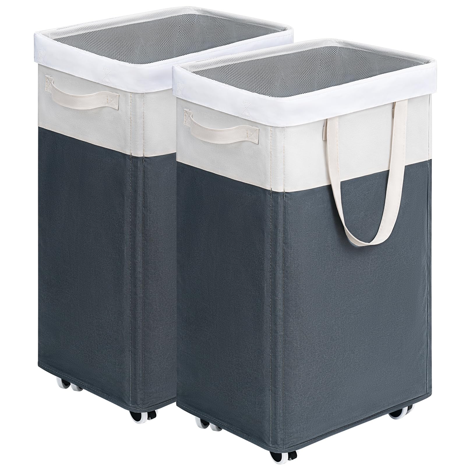 Goodpick laundry basket with 75L capacity and wheels for easy moving