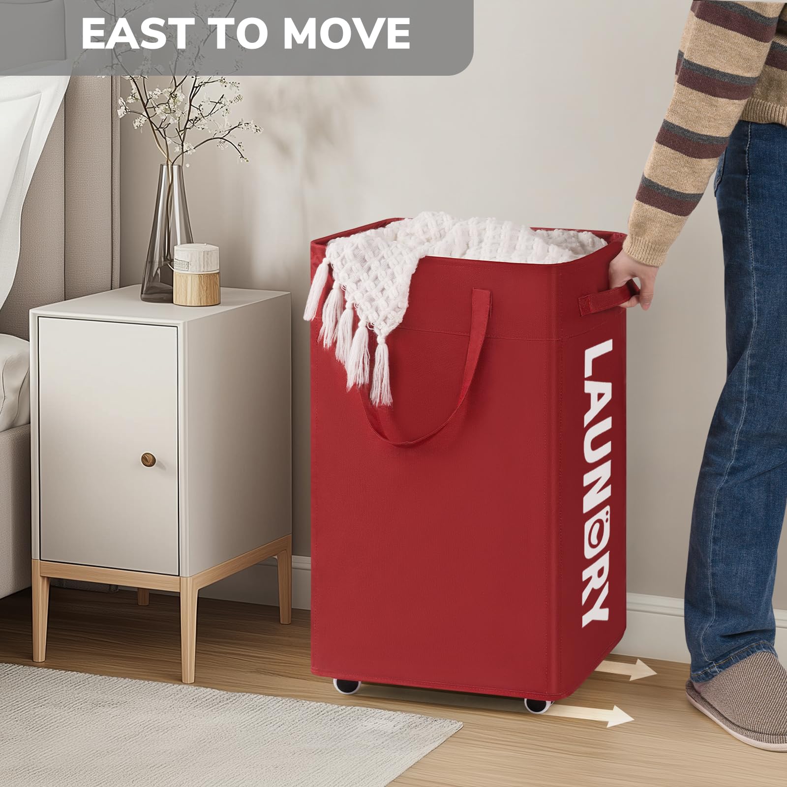 Goodpick 75L wheeled hamper in laundry room, spacious organization