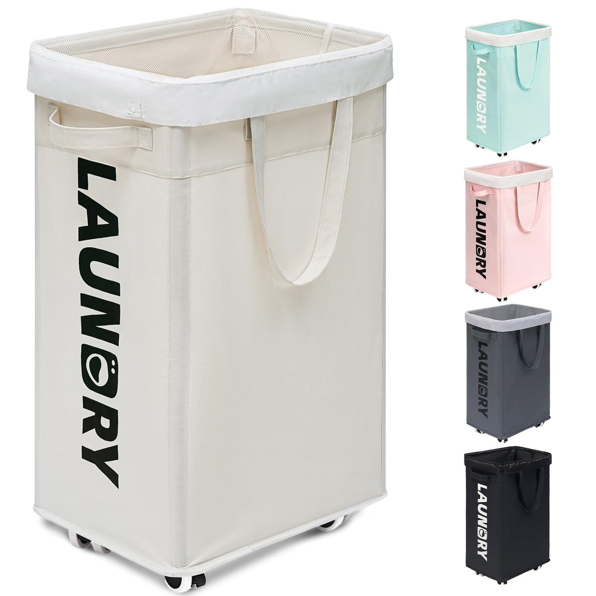 Goodpick laundry hamper wheels top frame offers upright stability for easy loading.
