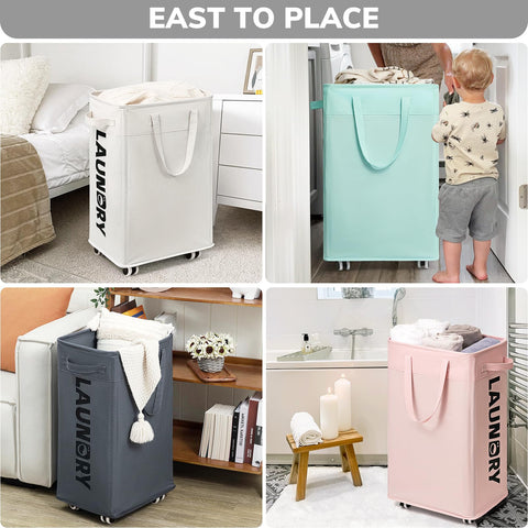 Goodpick pink laundry basket care tip, wipe with damp cloth