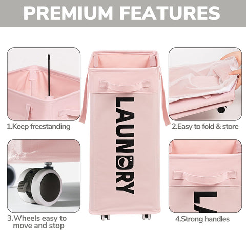 Goodpick pink hamper with removable inner mesh bag for easy unloading