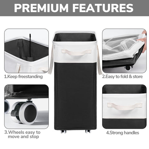 Goodpick wheeled laundry hamper enables smooth movement around rooms.