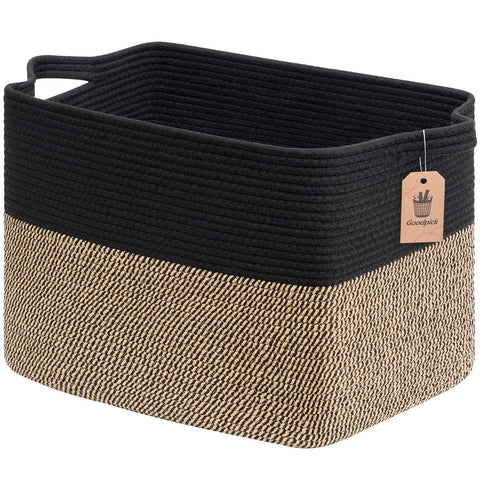 Goodpick woven basket with handles for easy laundry transport and organization.