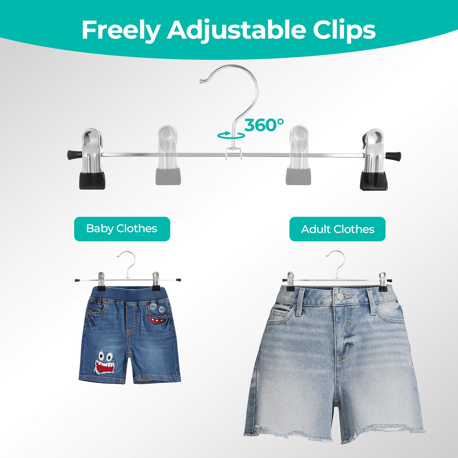 GoodtoU 24-pack clip hangers organize pants, skirts, and jeans efficiently