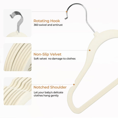 GoodtoU baby hangers with non-slip shoulder grooves prevent clothes from slipping.