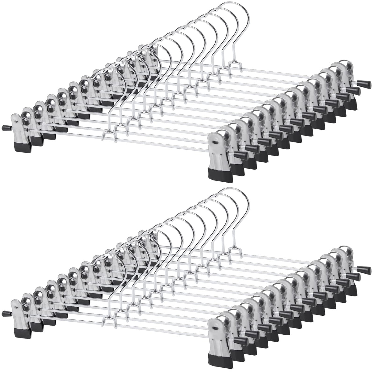 GoodtoU pants hangers with clips close-up showing adjustable grips for diverse garments