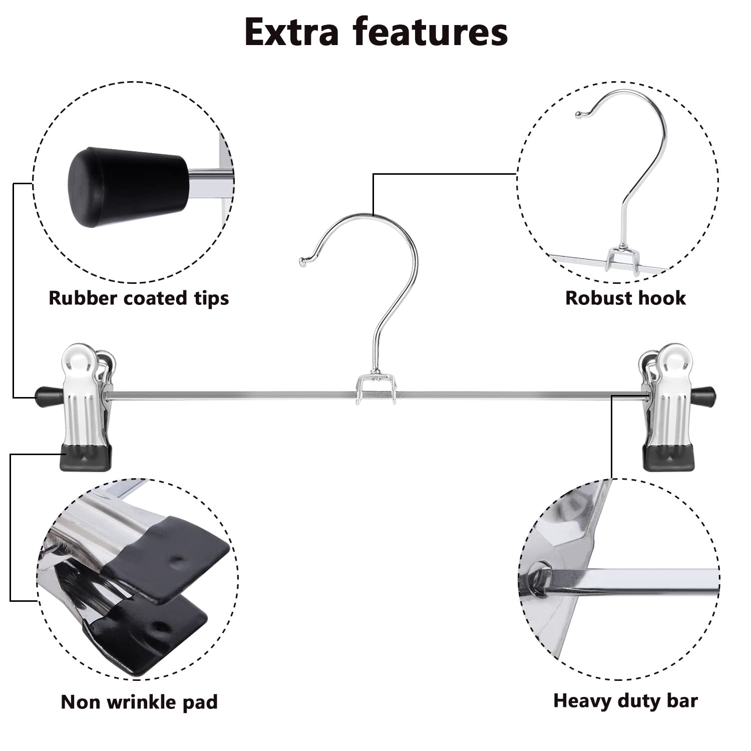 GoodtoU slim metal pants hangers, space-saving design for compact closets