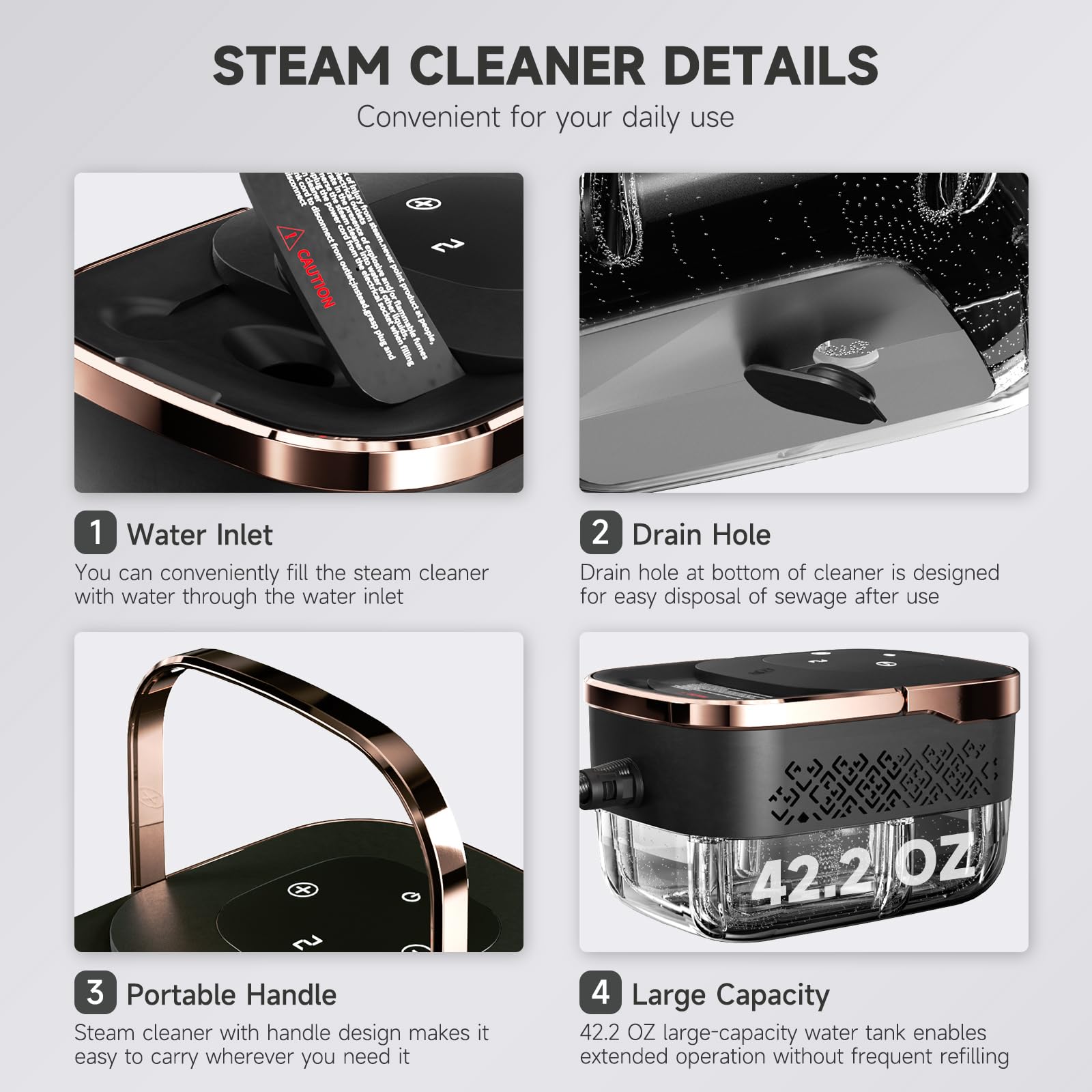 Goodtrust steam cleaner LED display shows real time steam levels