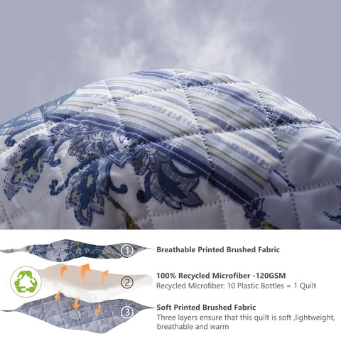 GOONE XL King Quilt with 2 pillow shams for coordinated bedding