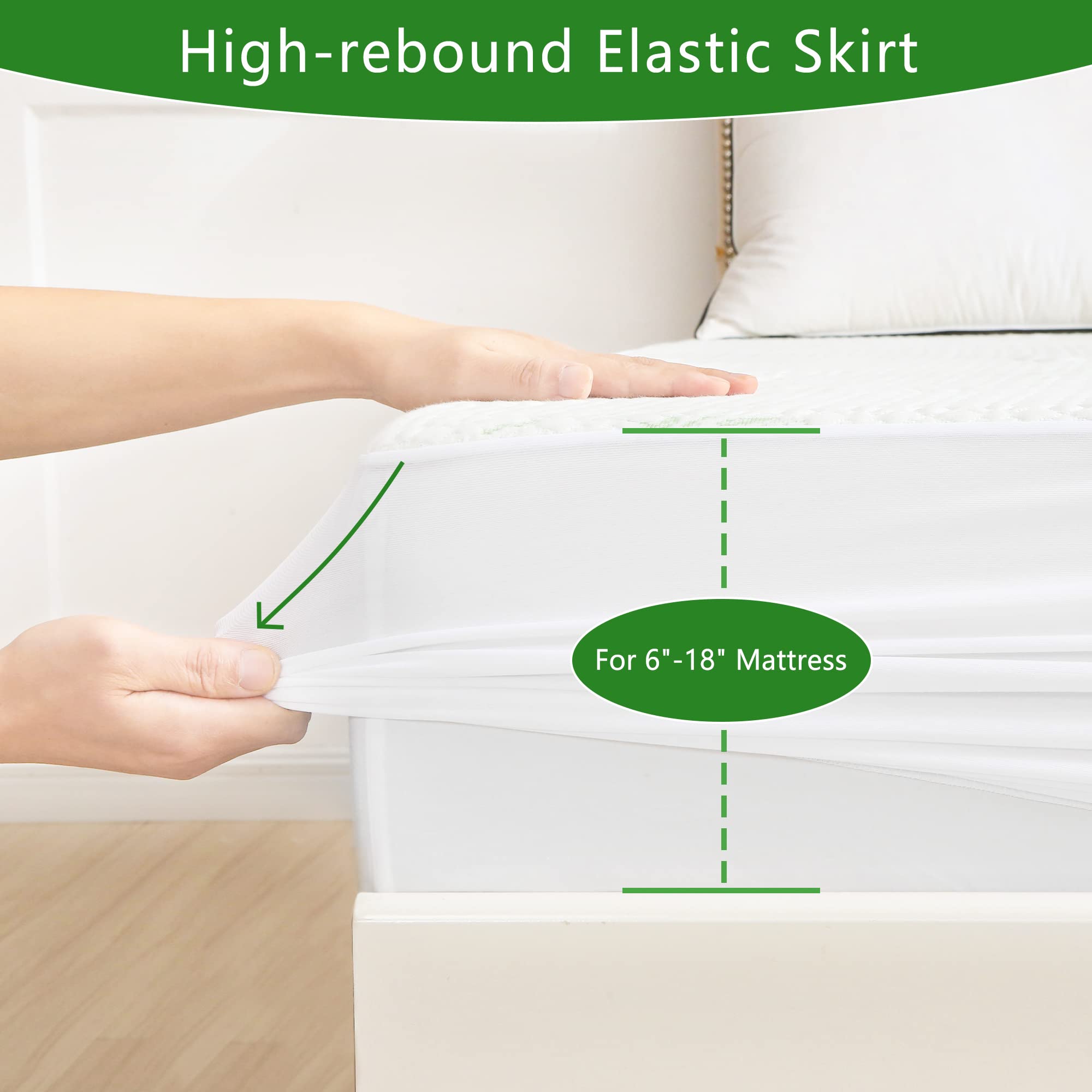 GOONIK Queen Mattress Protector noiseless quilting reduces crinkling for undisturbed sleep