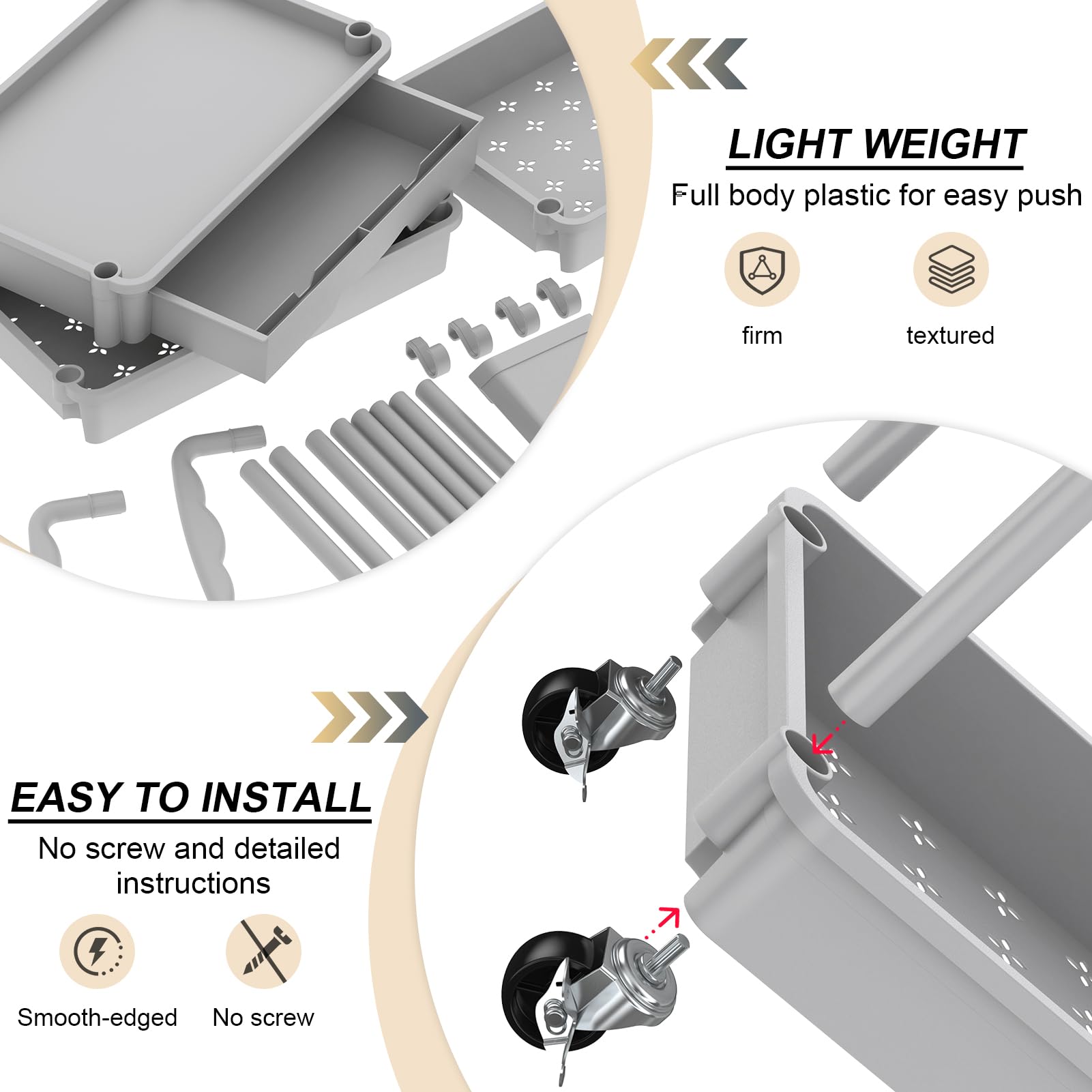 Goovilla 3-Tier Cart demonstrates high capacity for organization.