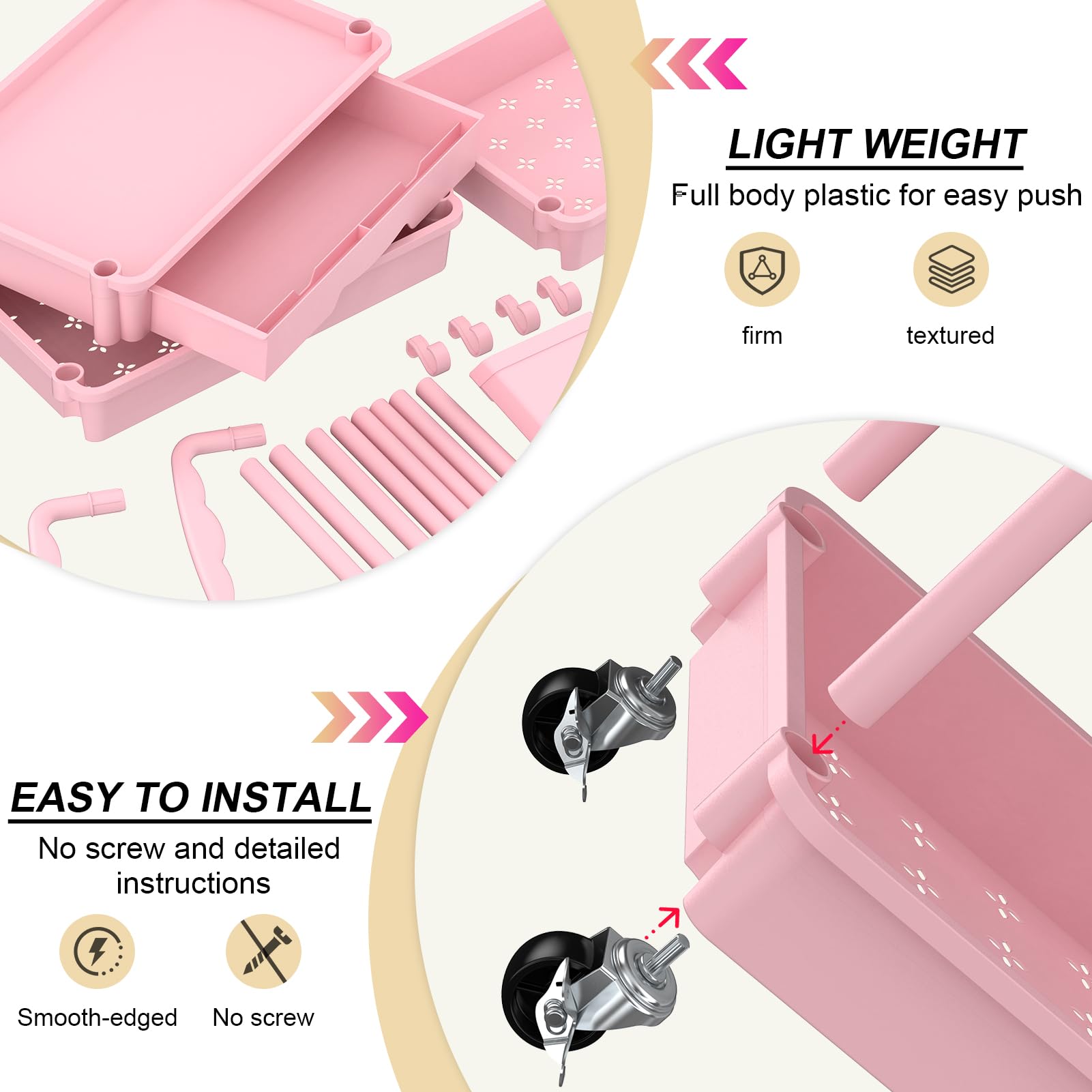 Goovilla 3-tier cart supports up to 124 lbs