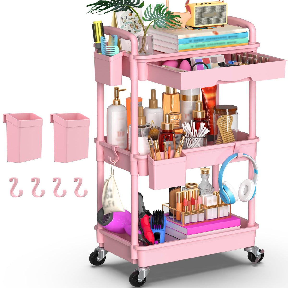 Goovilla 3-tier cart with removable drawer top for easy cleaning