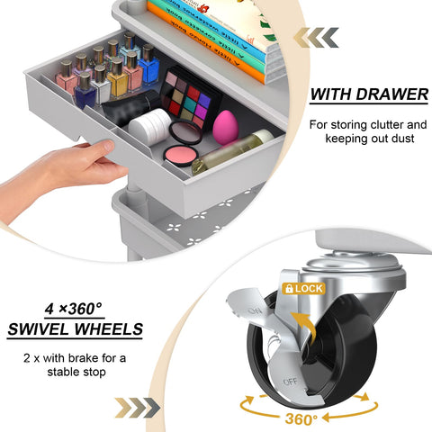 Goovilla cart showing 360-degree wheels for smooth, maneuverable movement.