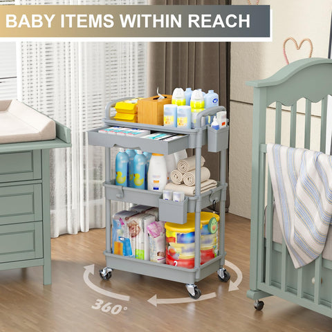 Goovilla versatile cart suitable for bathroom, kitchen, craft, or makeup storage.