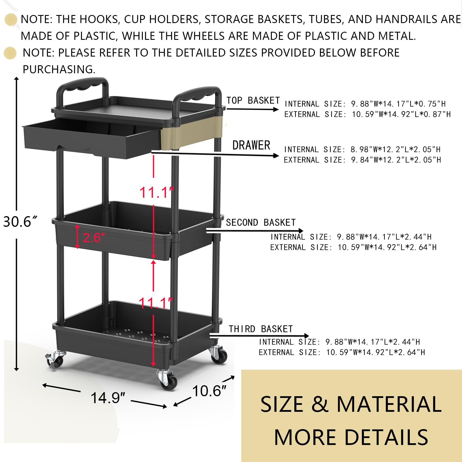 Goovilla easy-assembly cart with clear instructions for fast setup.