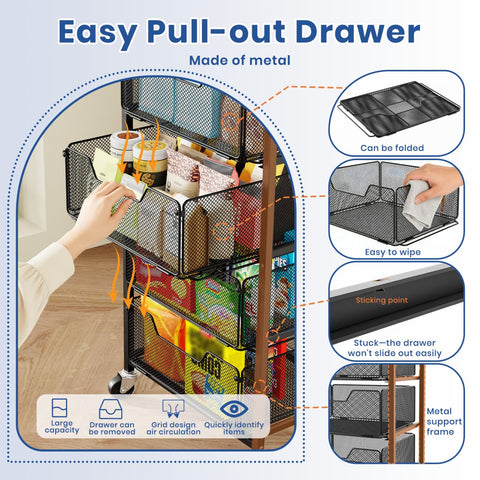 Goovilla kitchen cart mesh drawers offer visibility and airflow