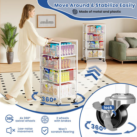 Goovilla rolling cart metal frame resists rust in busy spaces.