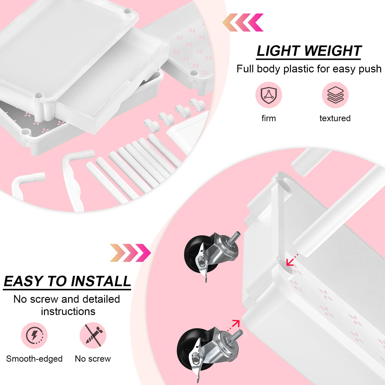 Goovilla cart featuring lockable wheels keeps contents stable.