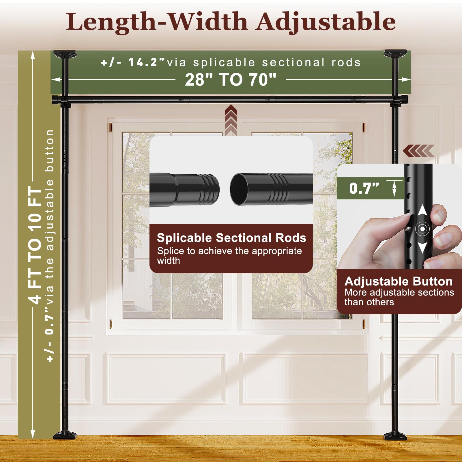 Goovilla floor-to-ceiling setup demonstrating wall-safe installation.