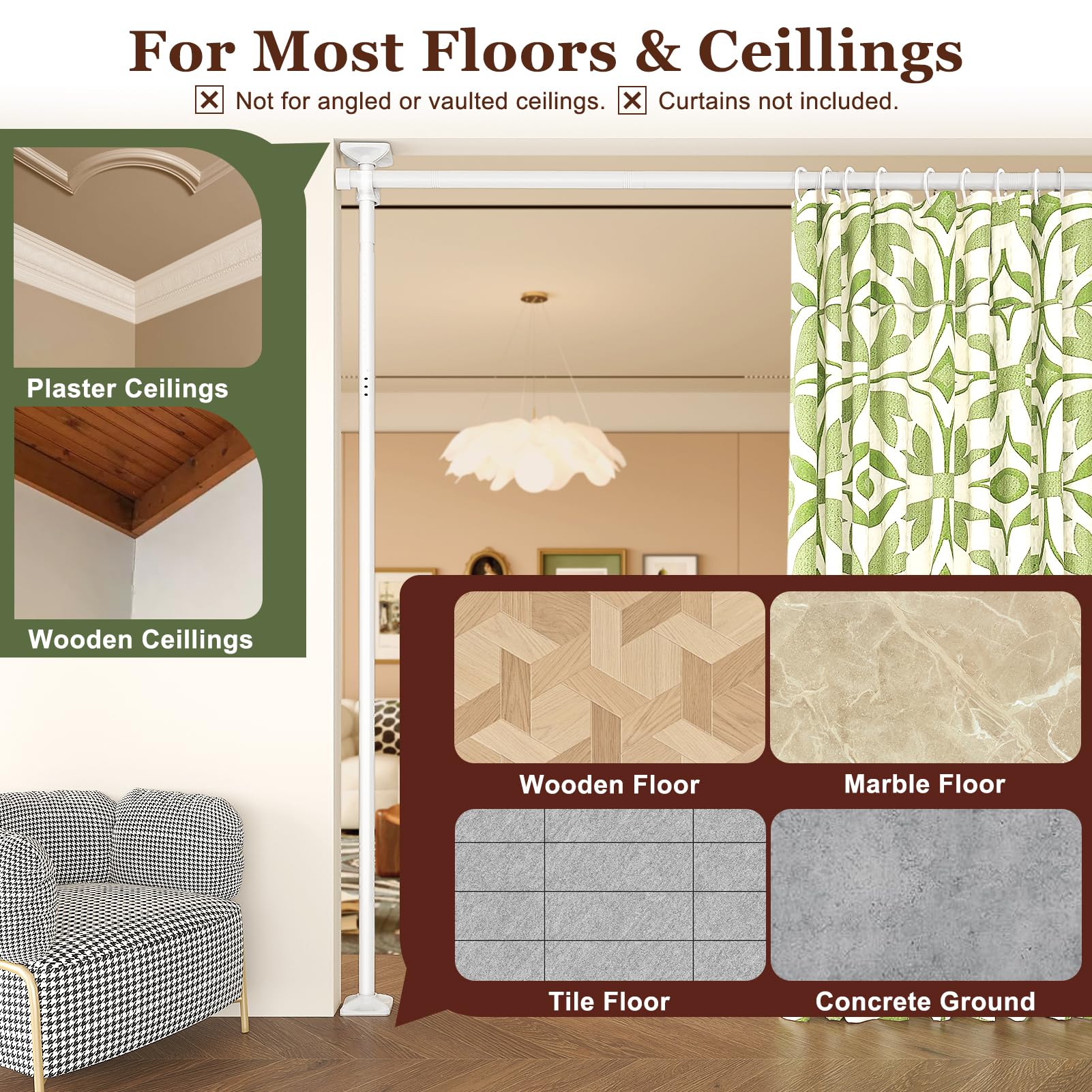 Goovilla 45-pound capacity supports various drapery styles
