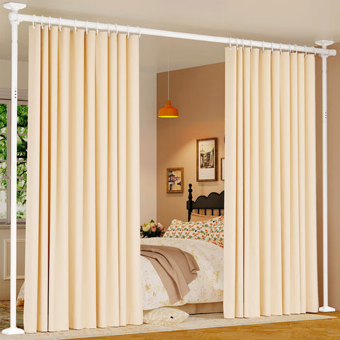 Goovilla room divider tension rod assembly enables tool-free setup