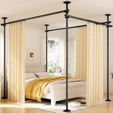 Goovilla room divider tension rod setup for quick privacy on any surface.