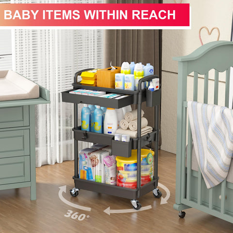 Goovilla stable design with lockable wheels keeps items secure when needed.