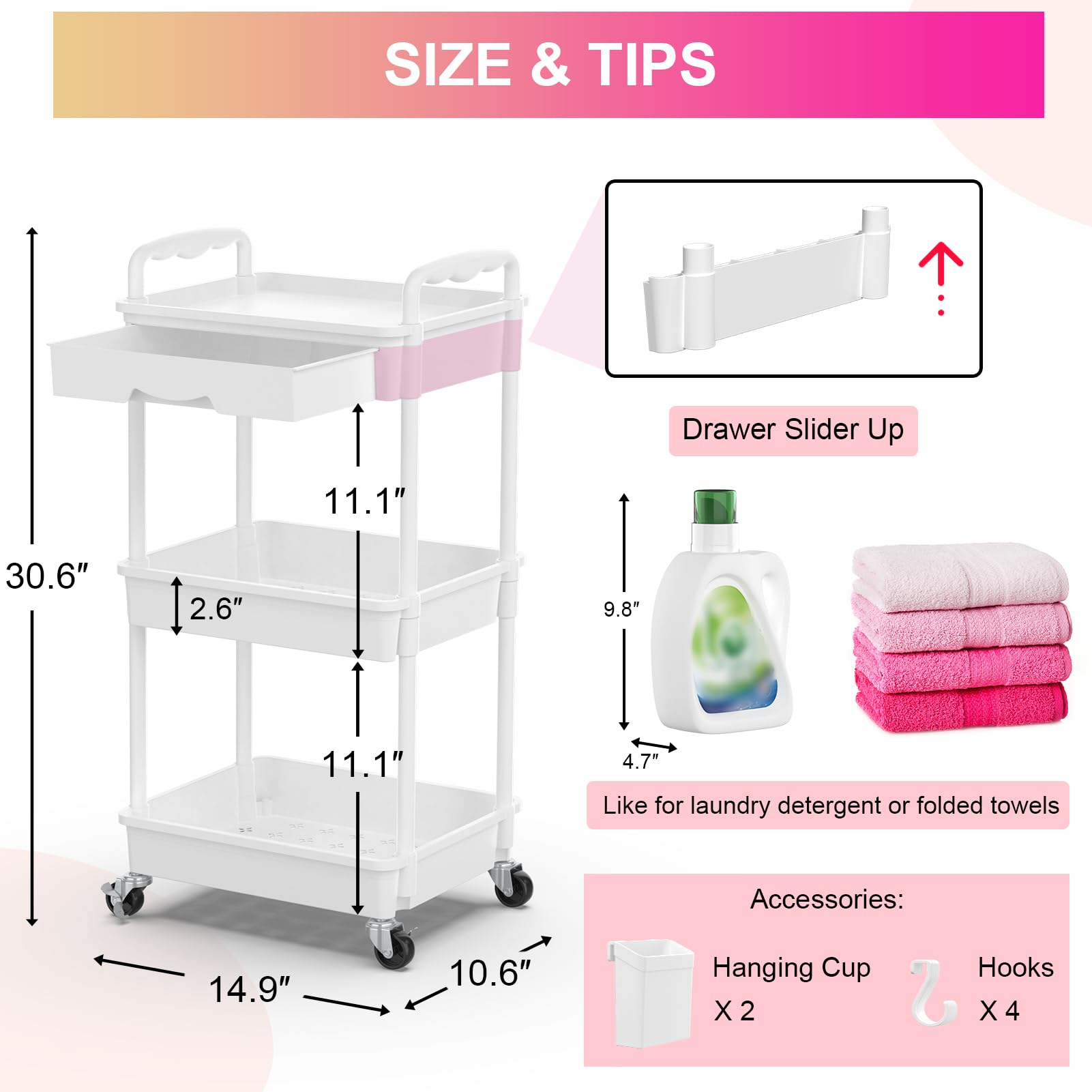 Goovilla sturdy plastic cart designed for daily use with stable support.