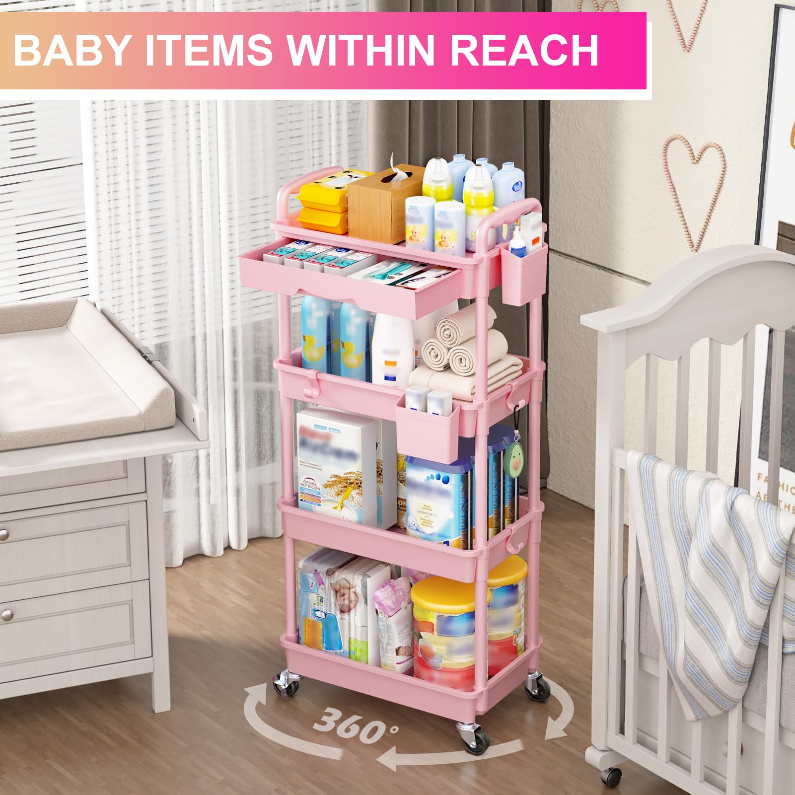 Goovilla versatile cart suitable for bathroom, kitchen, craft, nursery