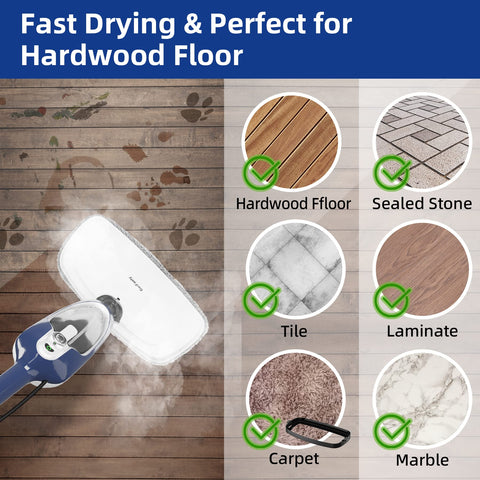 GorFanty 230°F steam for deep, residue-free cleaning on floors and surfaces.