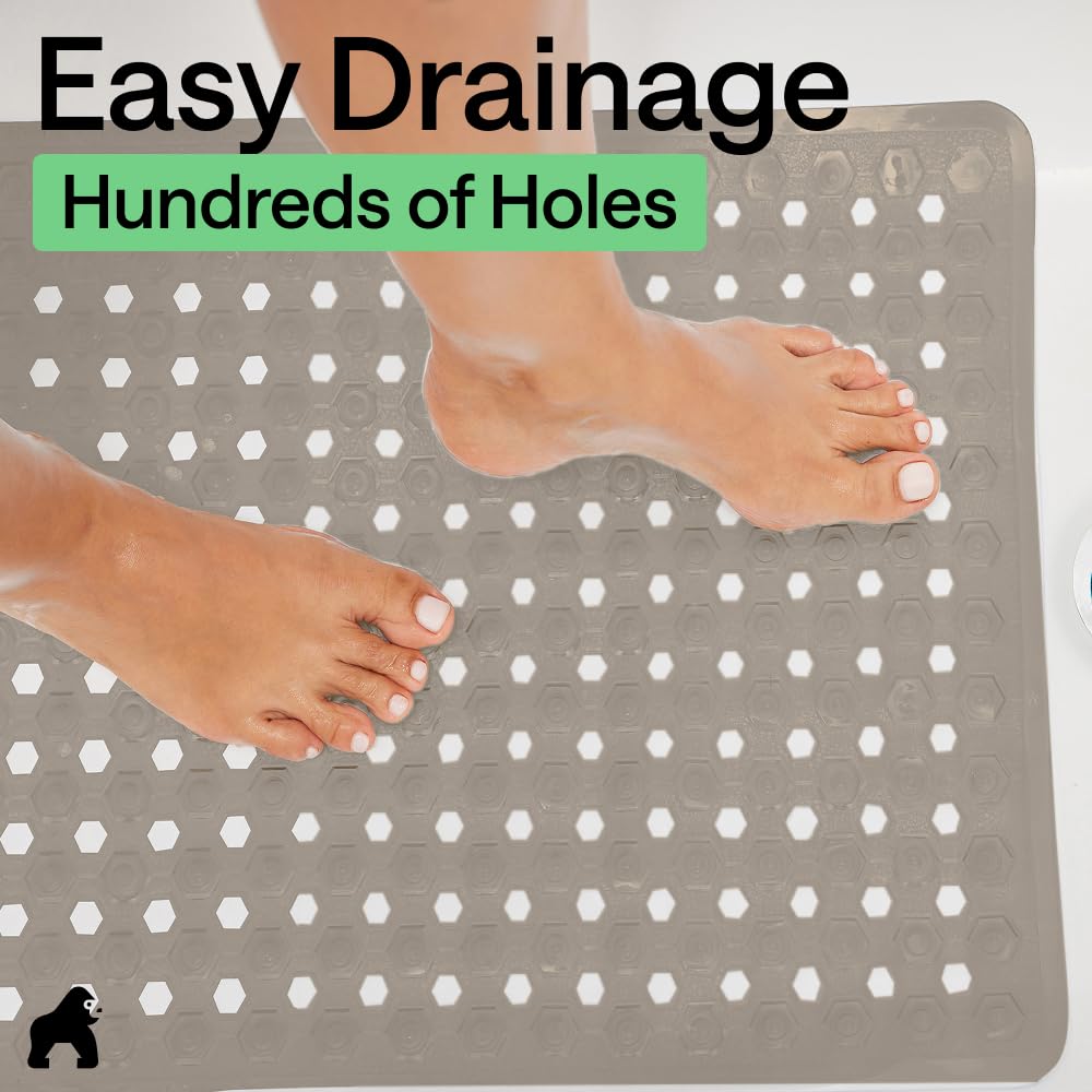 Gorilla Grip 21x21 inch mat providing broad coverage in standing showers