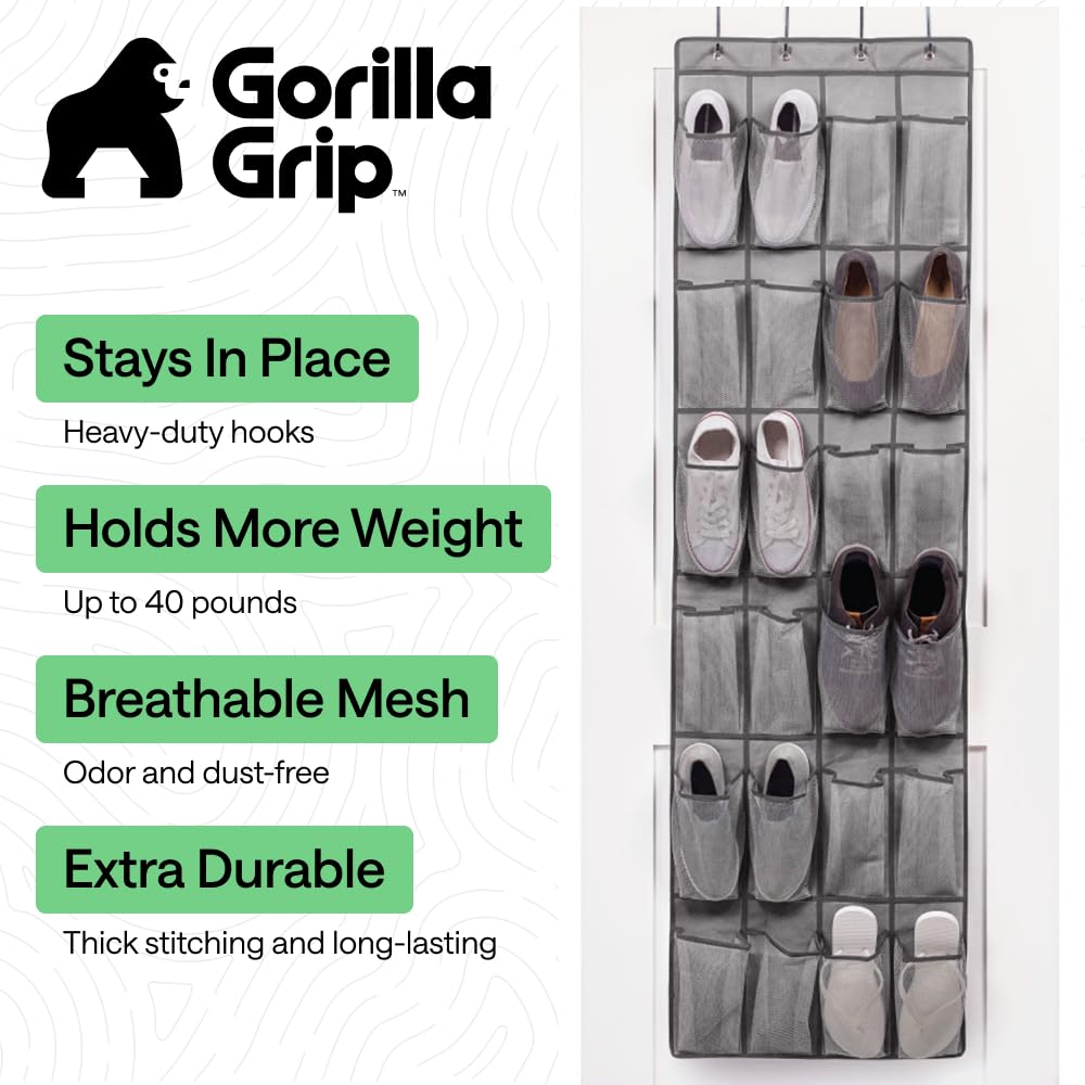 GORILLA GRIP 24-pocket door hanger offers clear visibility and easy access.