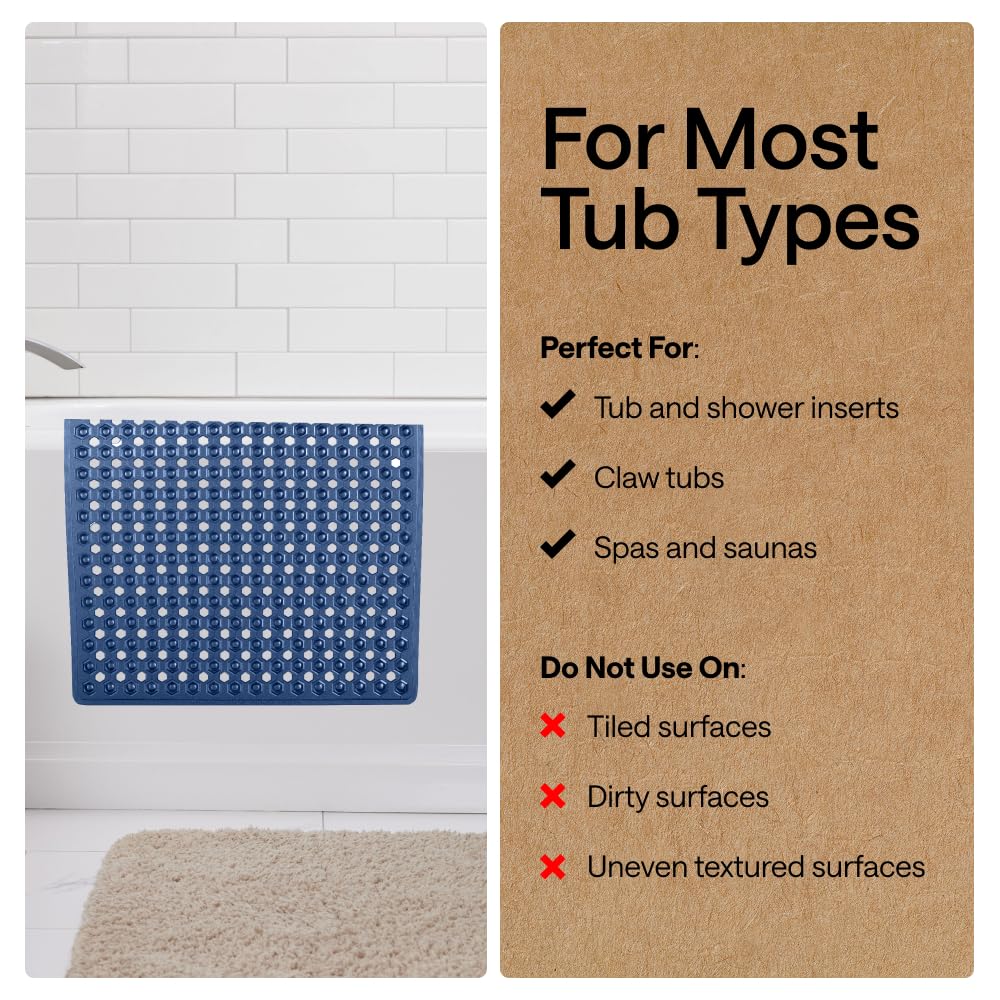 GORILLA GRIP oversized 35x16 inch mat provides ample coverage on tub and shower floors.