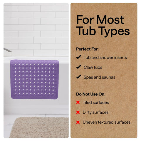 GORILLA GRIP 35x16 inch oversized mat provides extensive tub coverage.