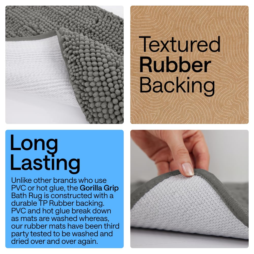 Gorilla Grip absorbent microfiber rug dries quickly after use to reduce damp spots.